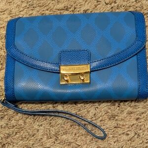 Vera Bradley Blue Patterned Clutch with Gold Accents